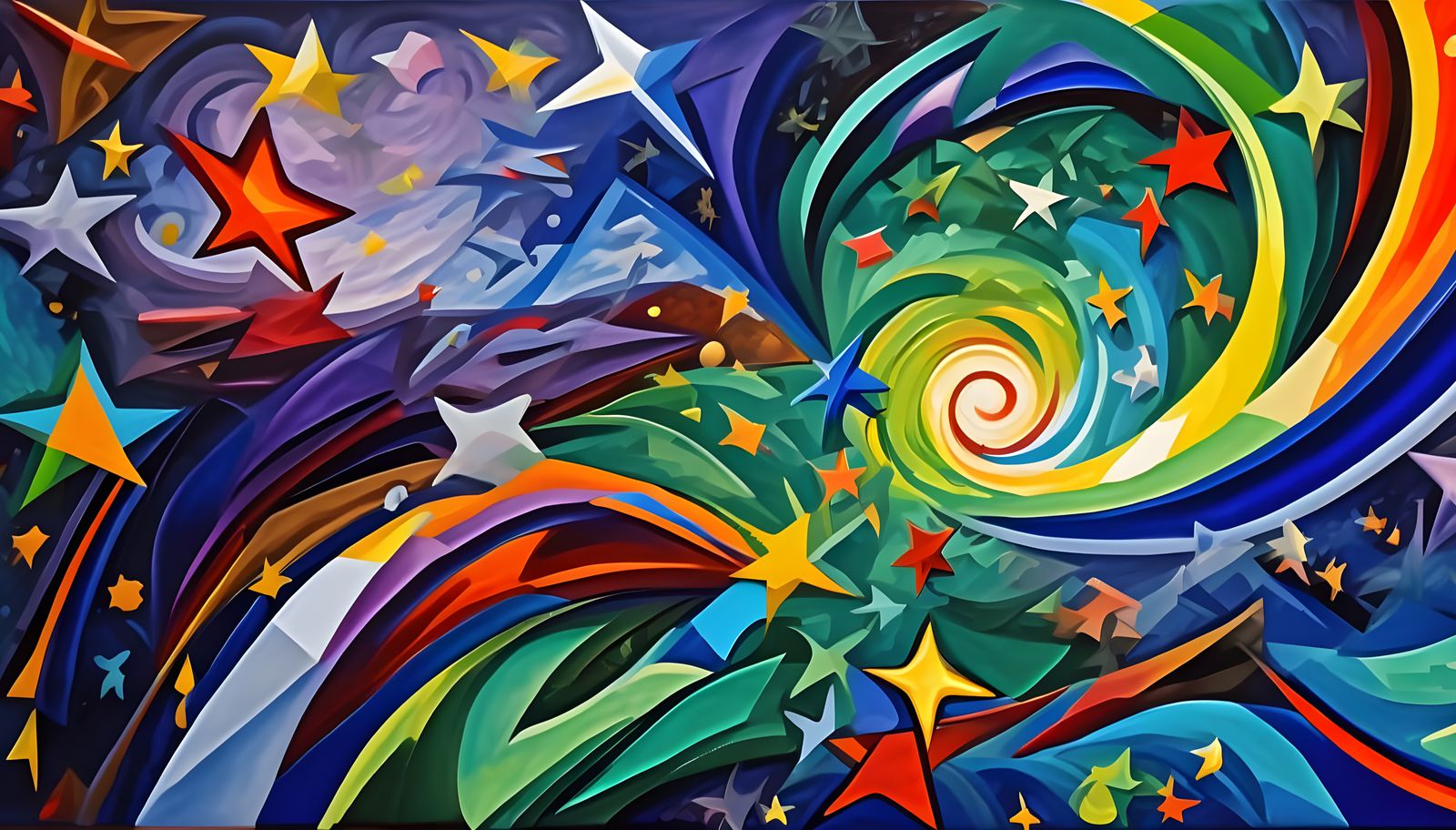 Vibrant Cosmic Maelstrom of Impasto Oil Paint