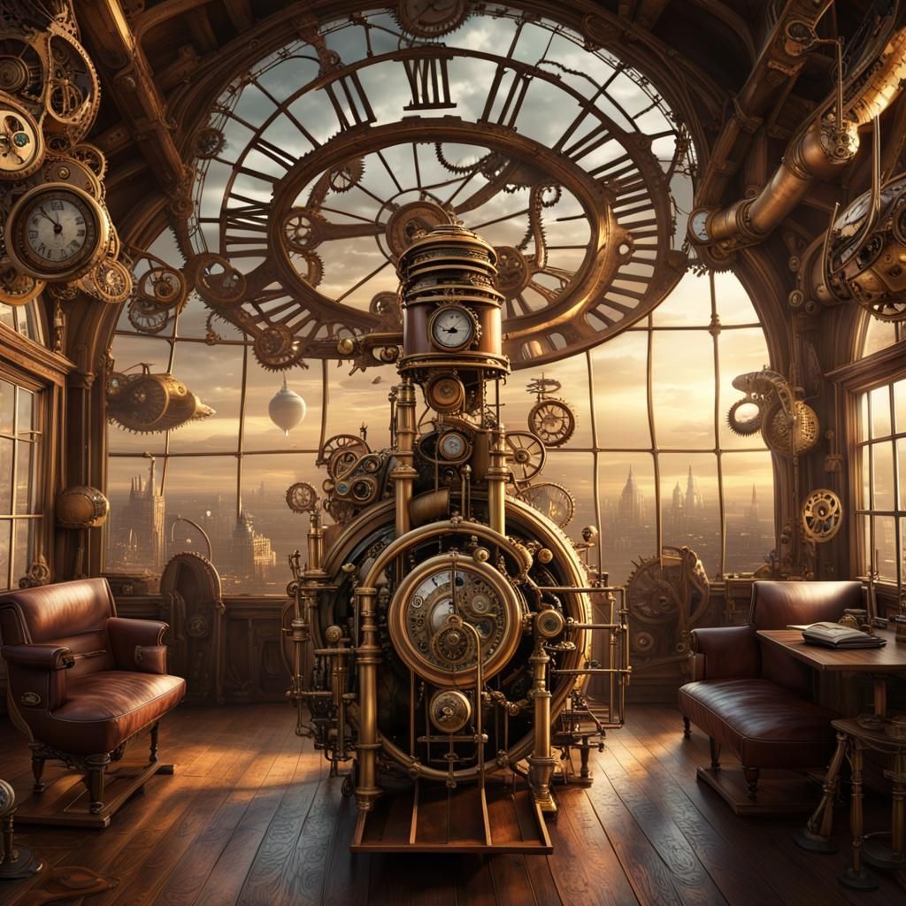 Steampunk Time Voyager in Victorian Metropolis