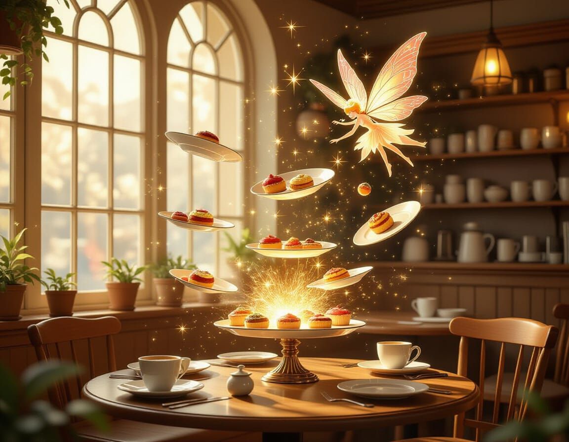 Food magically floats onto plates by itself