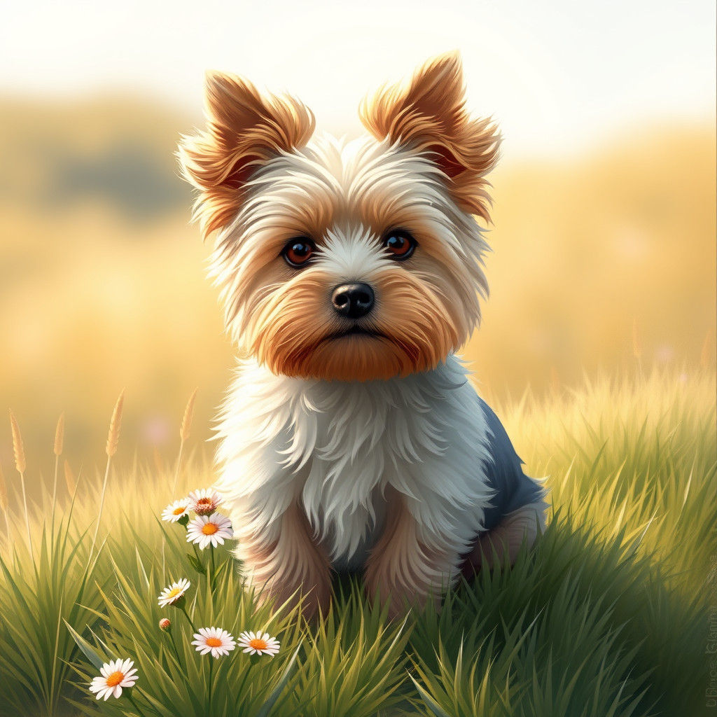 Yorkshire Terrier Portrait in Dreamy Digital Style