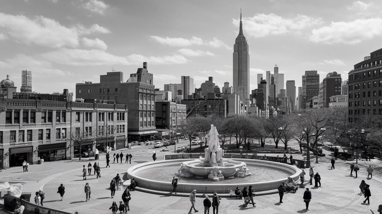 Classic Black and White Cityscape with Empire State