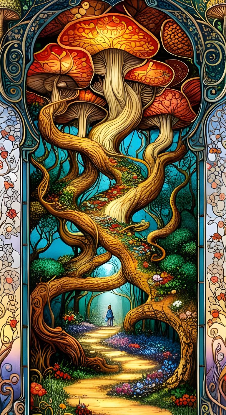 Enchanted Mushroom Pathway to Fae Treehouse