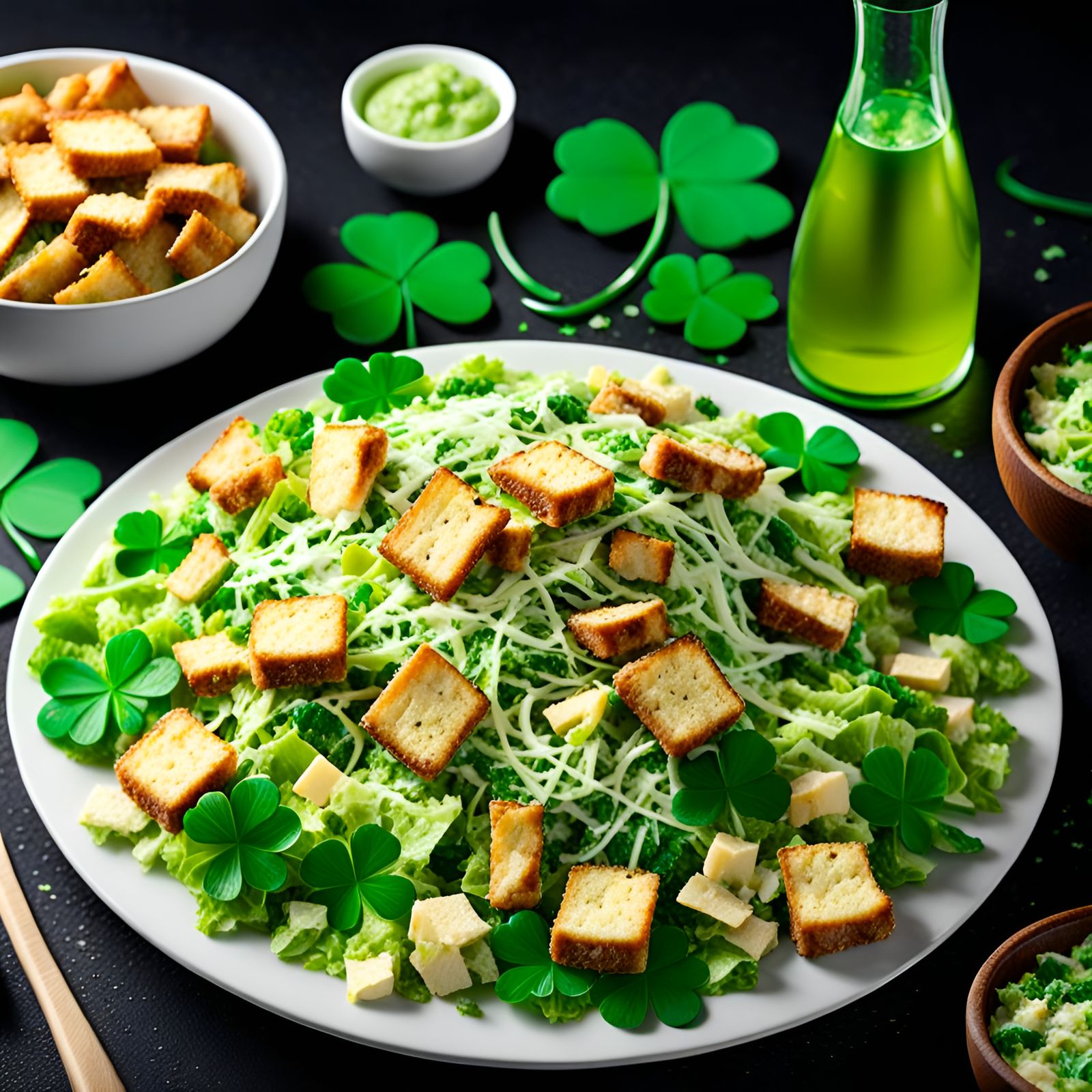 Caesar Salad w/ Fresh Four Leaf Clover Greens, Croutons, and...