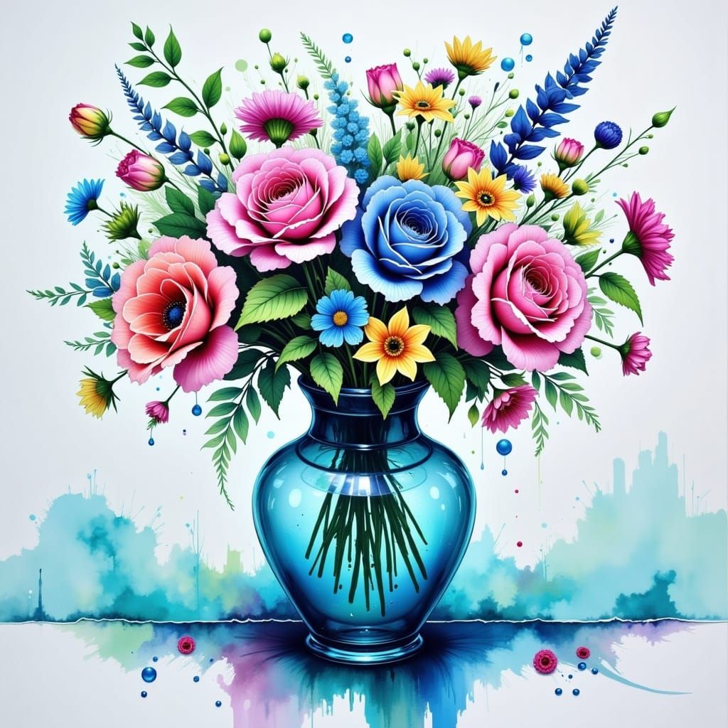 Turbulent Floral Bouquet in Dark, Muted Tones