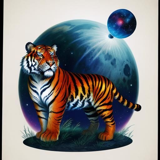 Cosmic Tiger Roaming Through Space