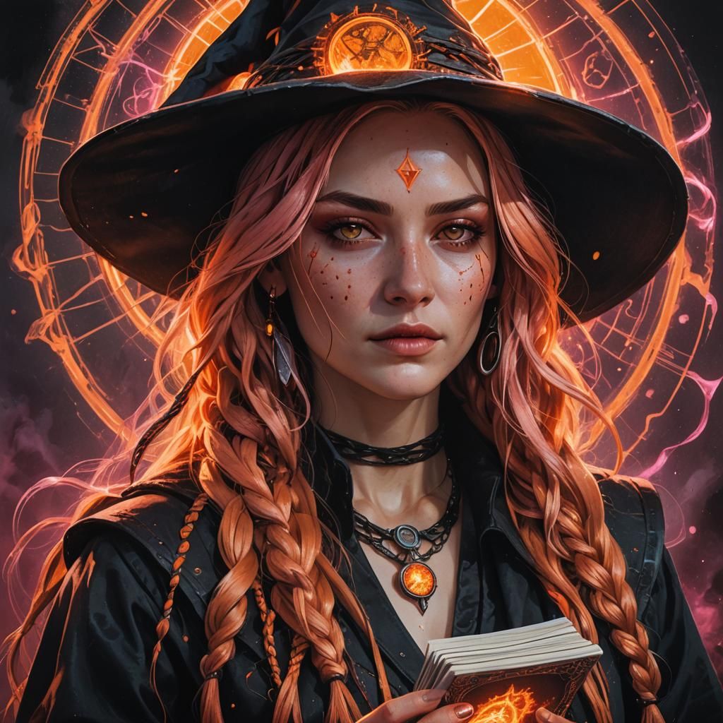 Cyberpunk Gothic Woman with Tarot Card