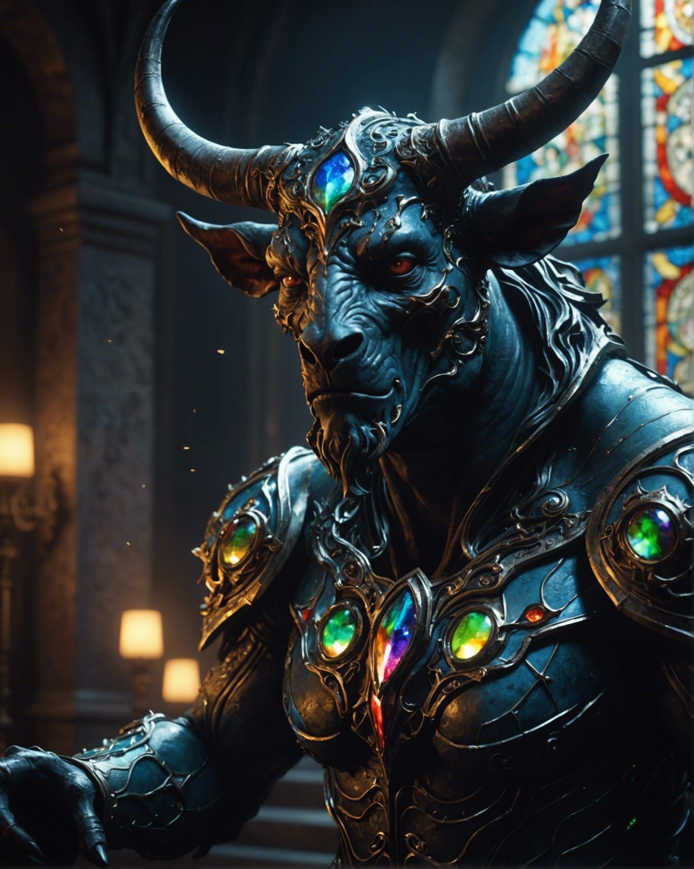 Eerie Taurus Bull Demon in Photorealistic Style