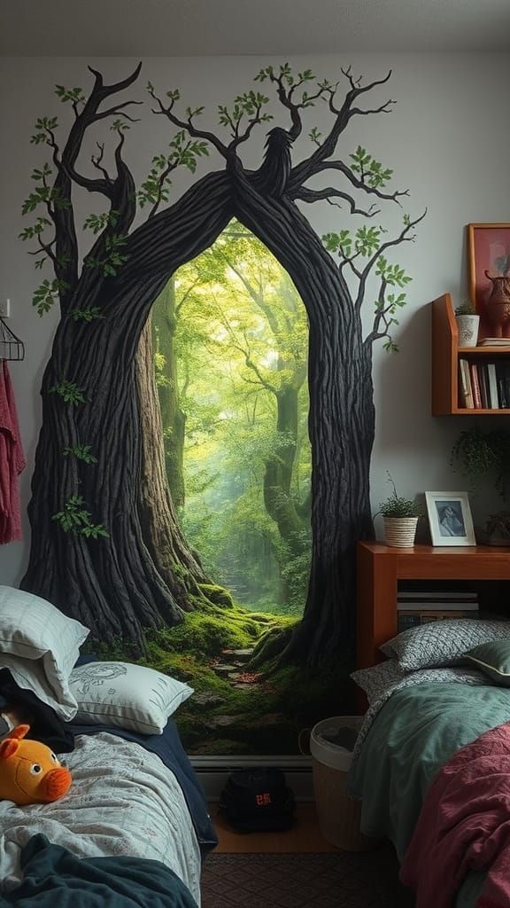Enchanted Forest Portal in a Cozy Bedroom