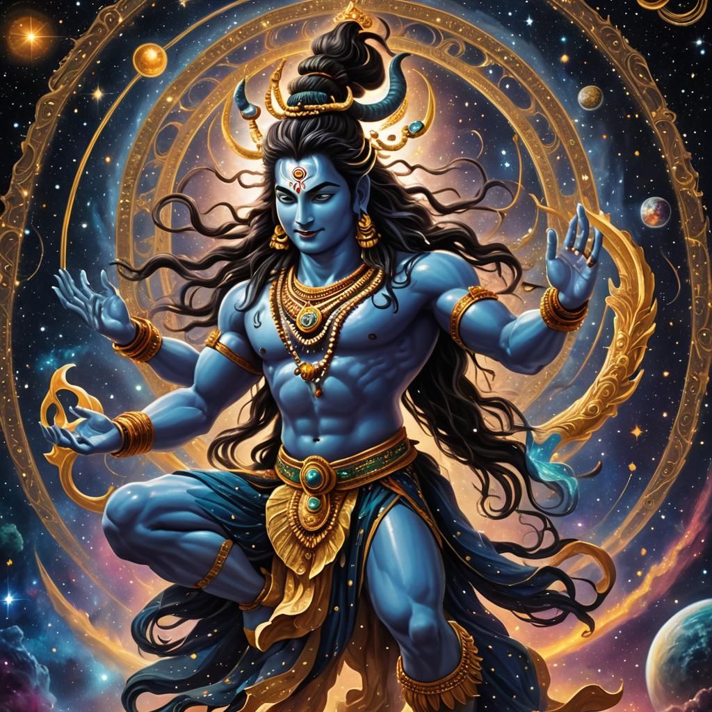 Lord Shiva's Cosmic Dance in Space