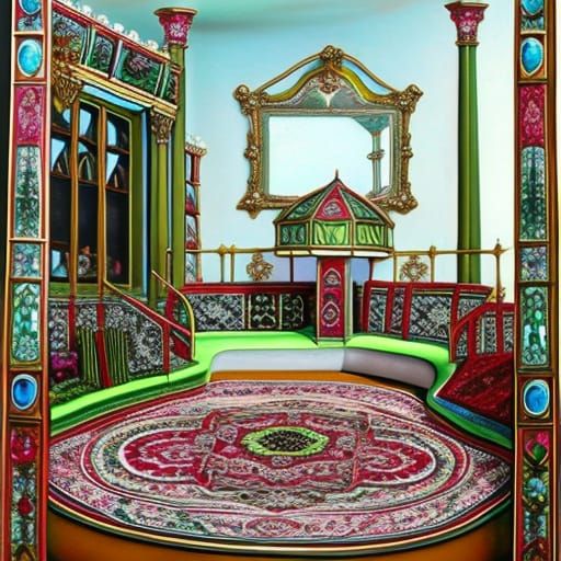 Surreal Metallic Prince with Jewels in Abstract Style