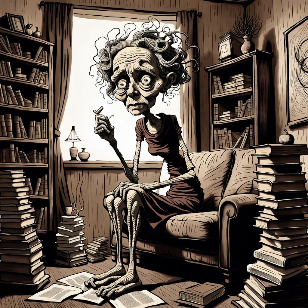 Distorted Woman in Art Brut Style