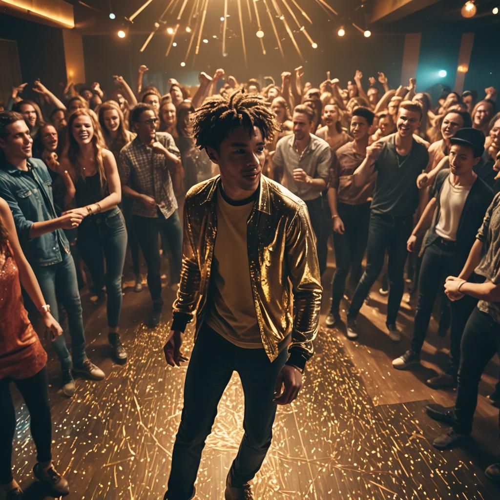 Dance Club Celebration in Cinematic Style