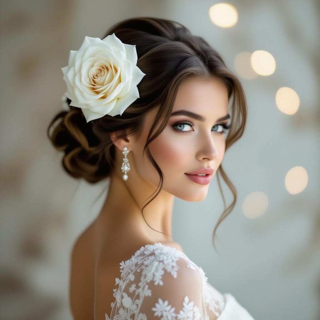 Woman with White Rose Hair, Professional Photography