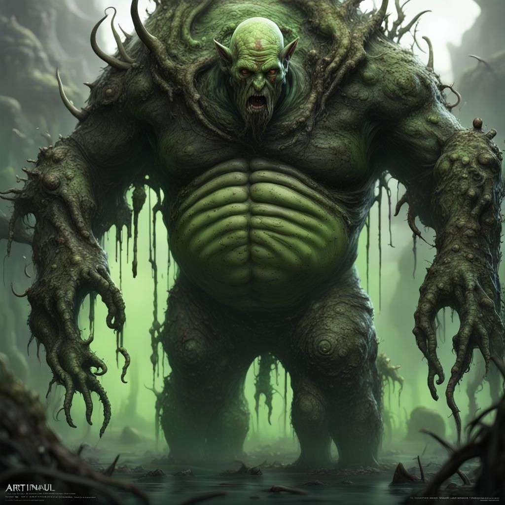 Nurgle Inspired Swamp Creature in Detailed Matte Painting