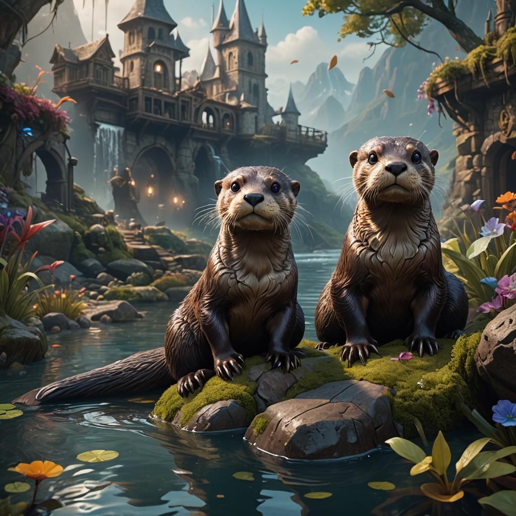 Fantastical Otter in Detailed Matte Painting