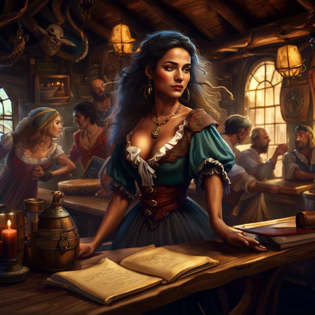 Pirate Tavern Dance: Detailed Matte Painting