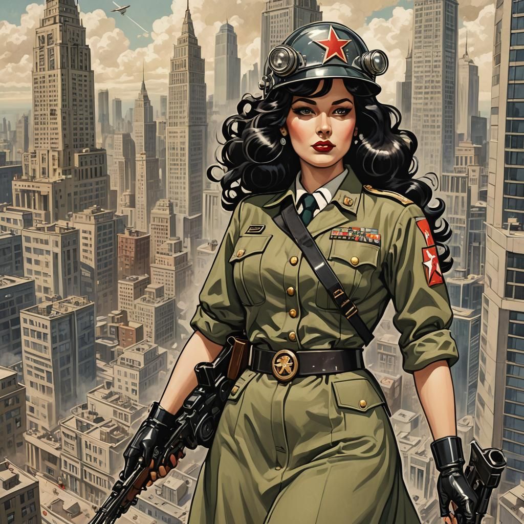 Futuristic Robots Guarded by Goddesses in Auxiliary Uniforms