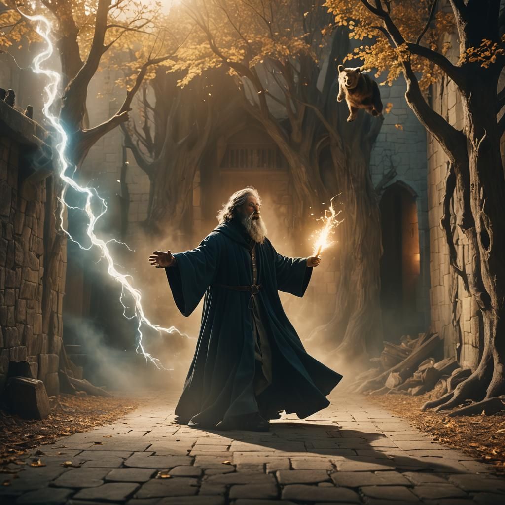 Wizard Defended by Patronus in Dark Fantasy Film Still