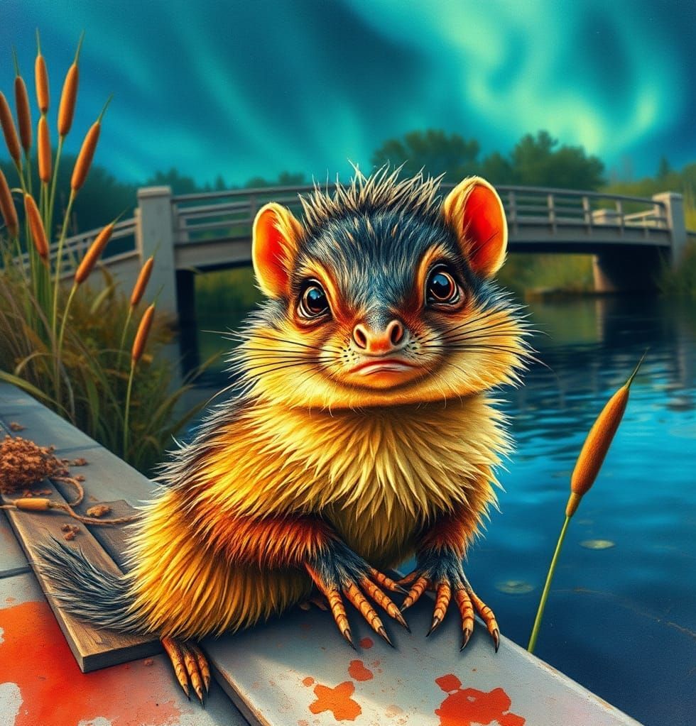 Gremlin Portrait by the Water in Aurora Punk Style