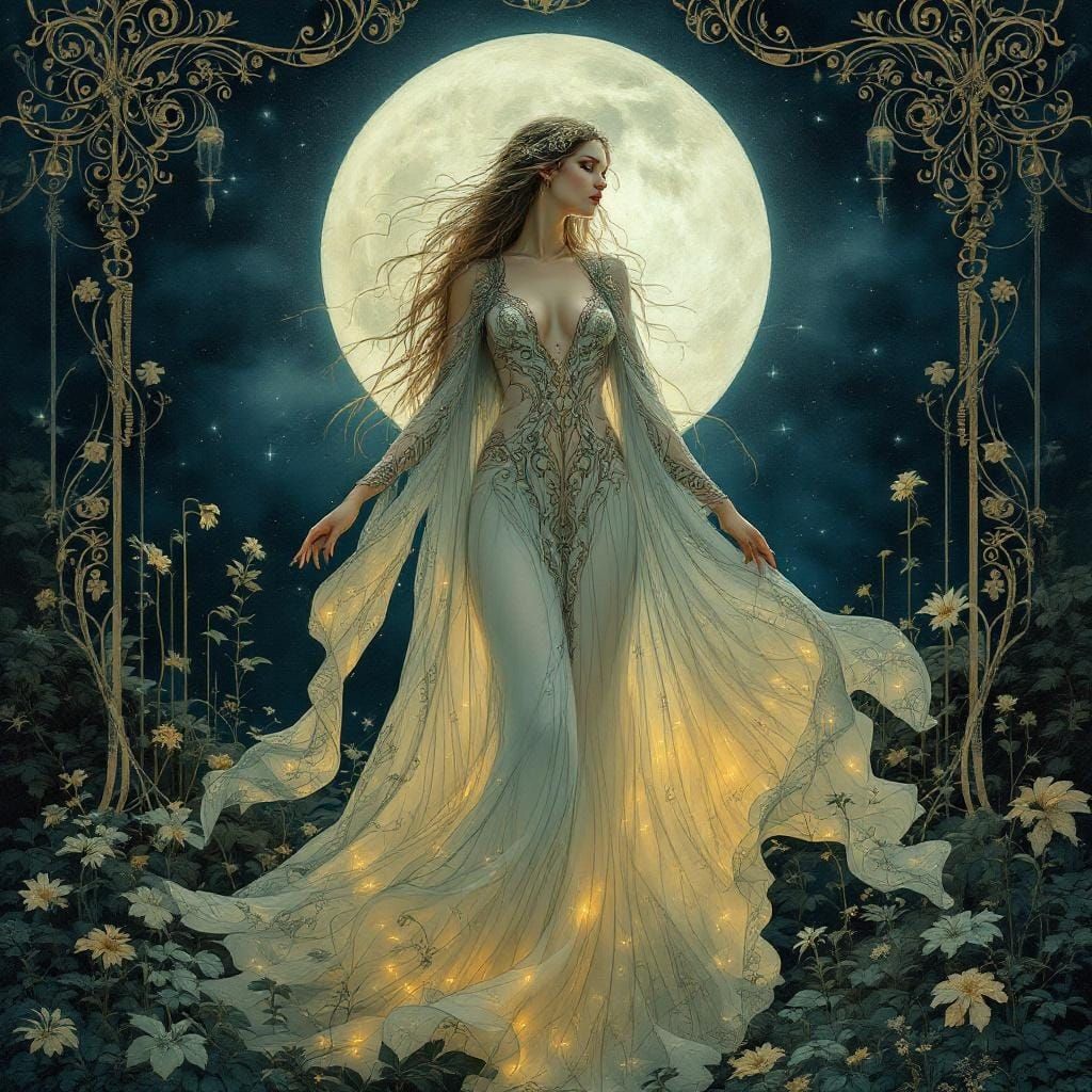 Art nouveau portrait of a spiritual woman