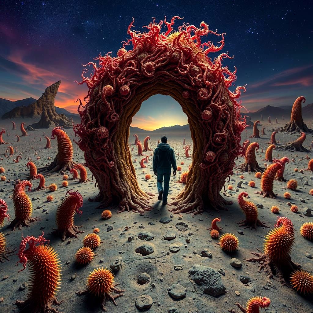 Surreal Bismuth Landscape with Fractal Structures