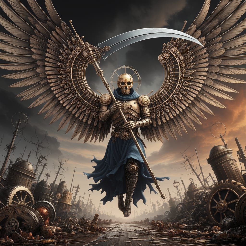 Clockwork Angel of Death in Steampunk Fantasy Style