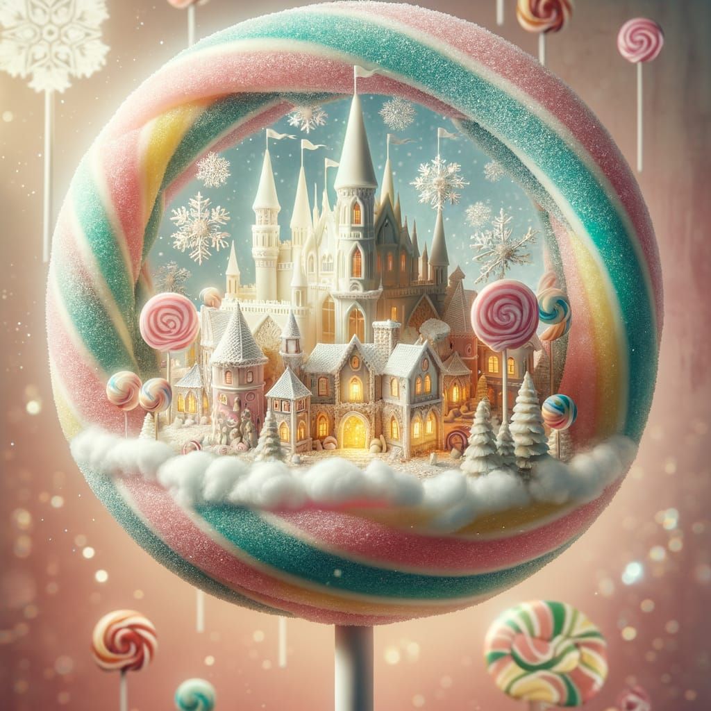 Candy Village Inside Lollipop with Chocolate Castle