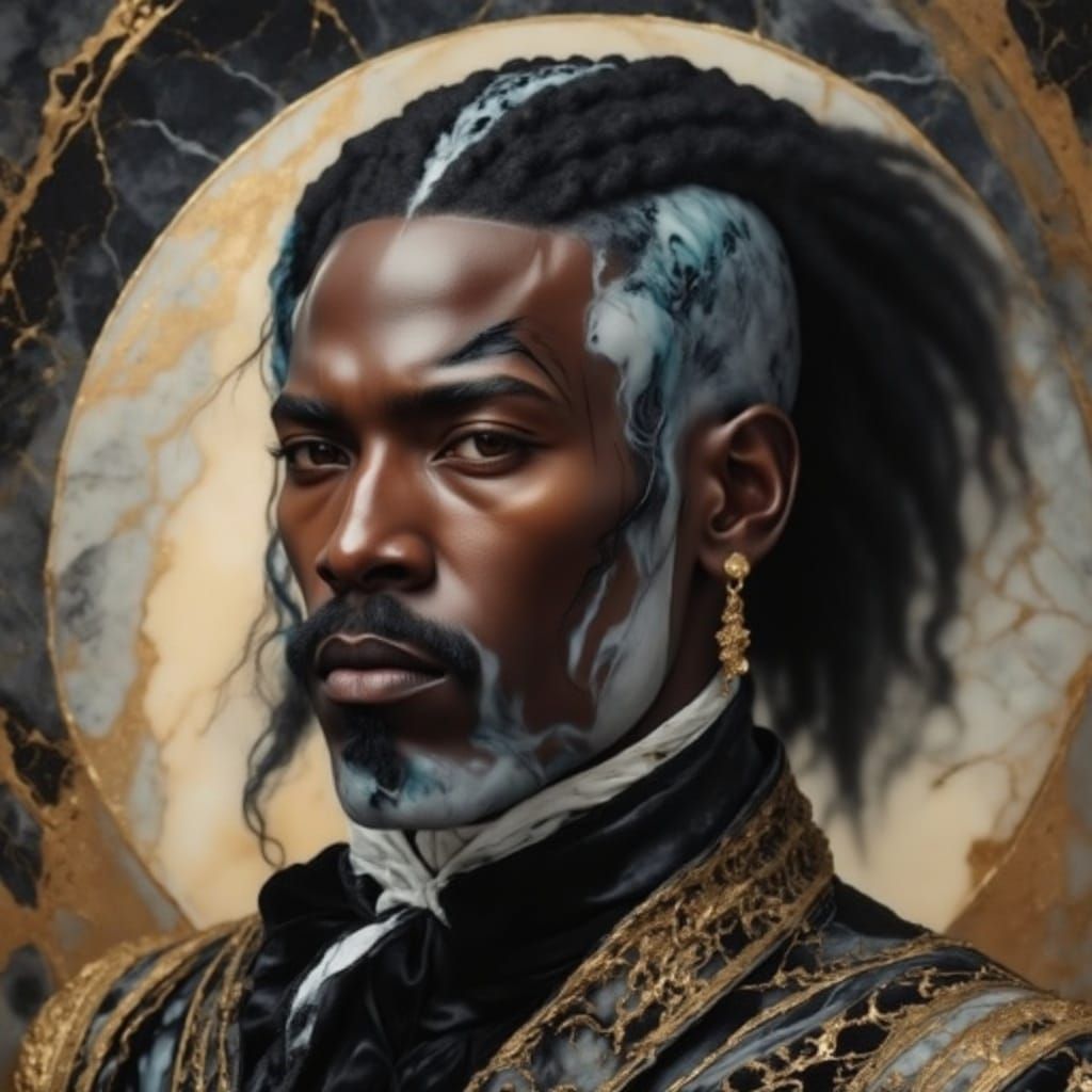 Marble-Skinned Man: Renaissance-Style Oil Painting
