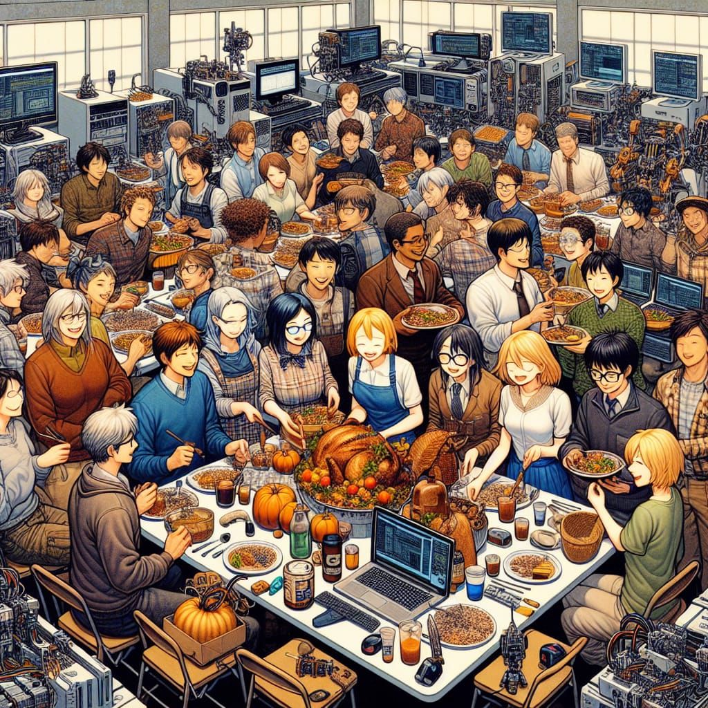 Thanksgiving Potluck in Tech Lab: Woodblock Print