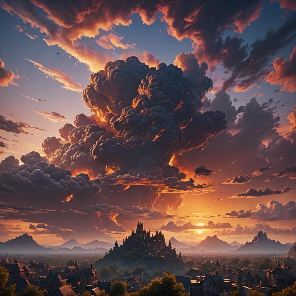 Fantastical Sunset Sky in Detailed Matte Painting