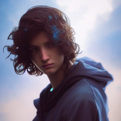 Apocalyptic Teenage Boy Portrait in Desert Landscape
