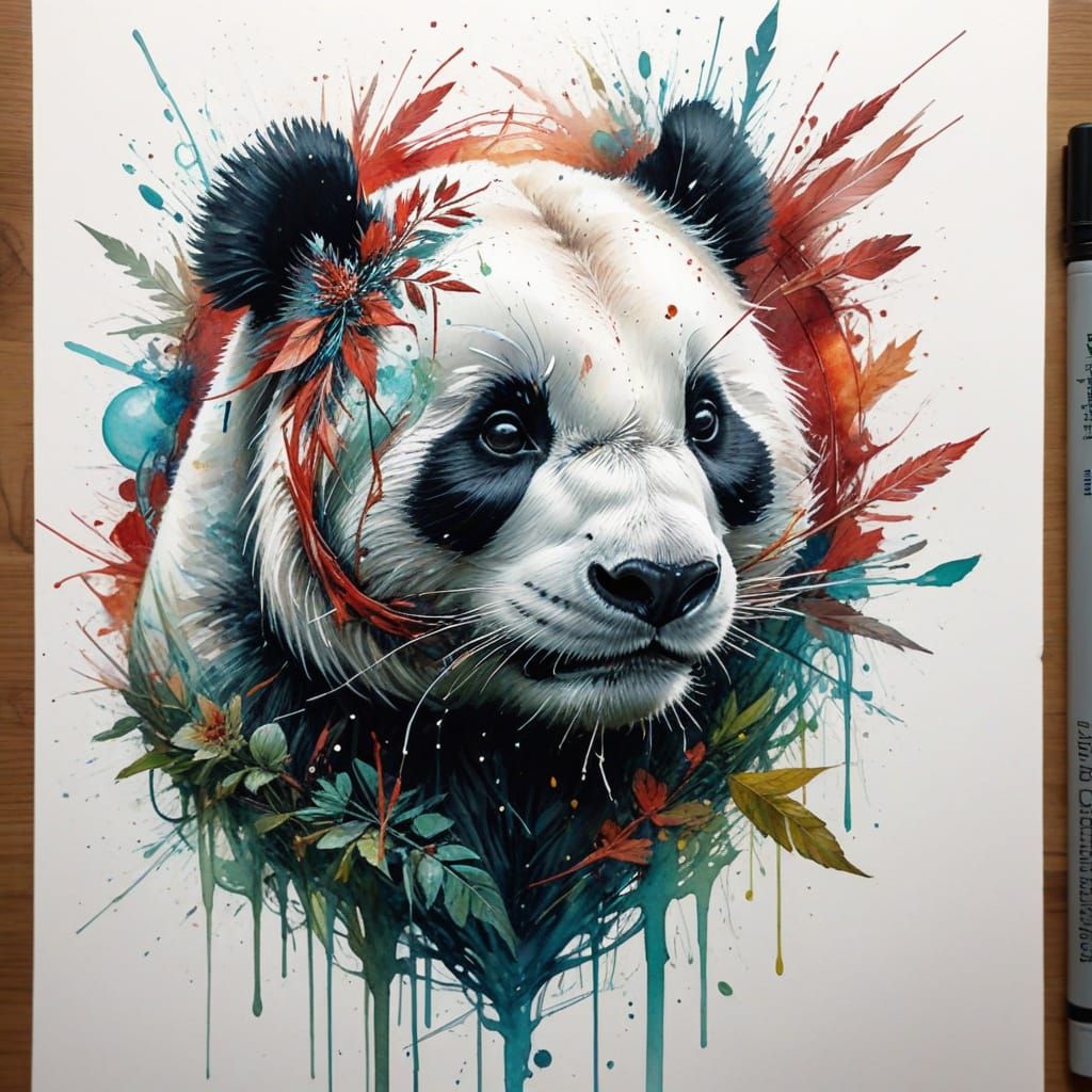 Red Panda Cubs in Floating Bubble Watercolor