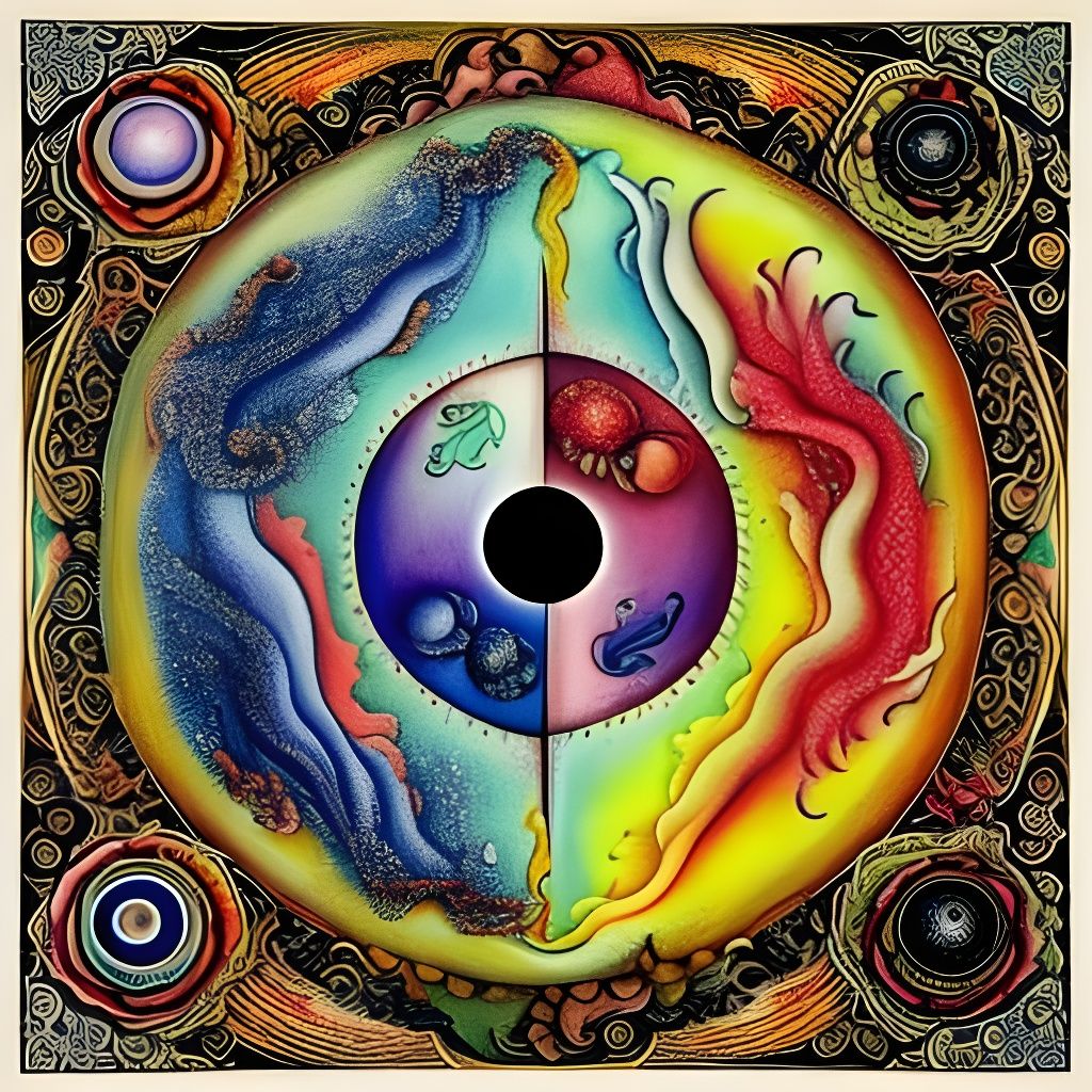 Birth of Elements: Colorful Mixed Media Illustration