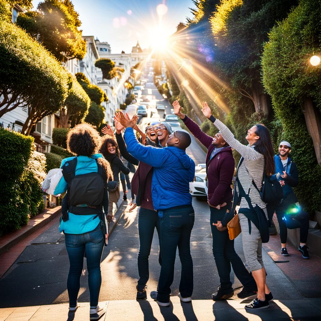 Vibrant Crowd Celebrates on San Francisco's Iconic Lombard S...