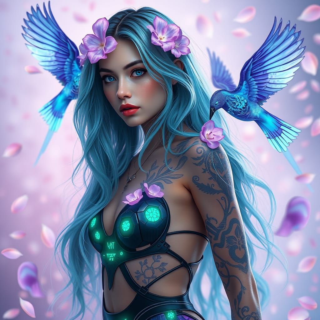 Ultra-Realistic Portrait of a Goddess in Cyberpunk Aesthetic