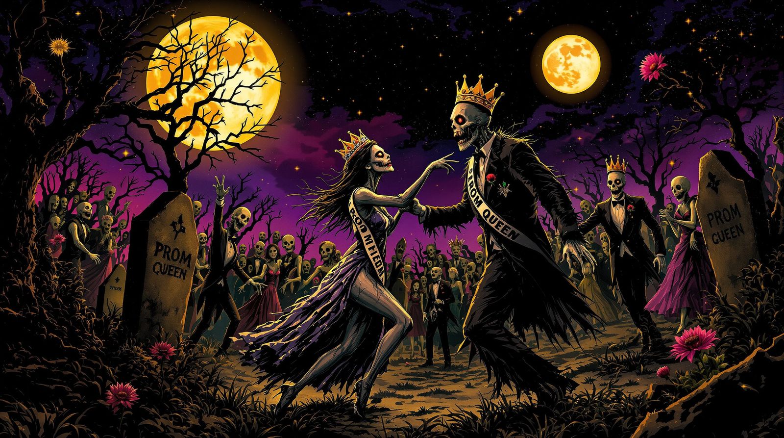 Zombie Prom Night Under Luminous Moon