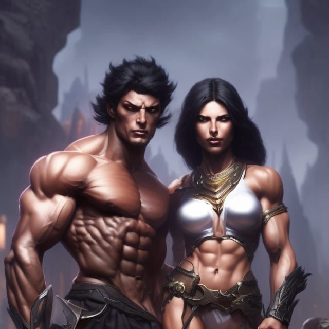 Dark Elf and Human Lovers: Fantasy Art Masterpiece