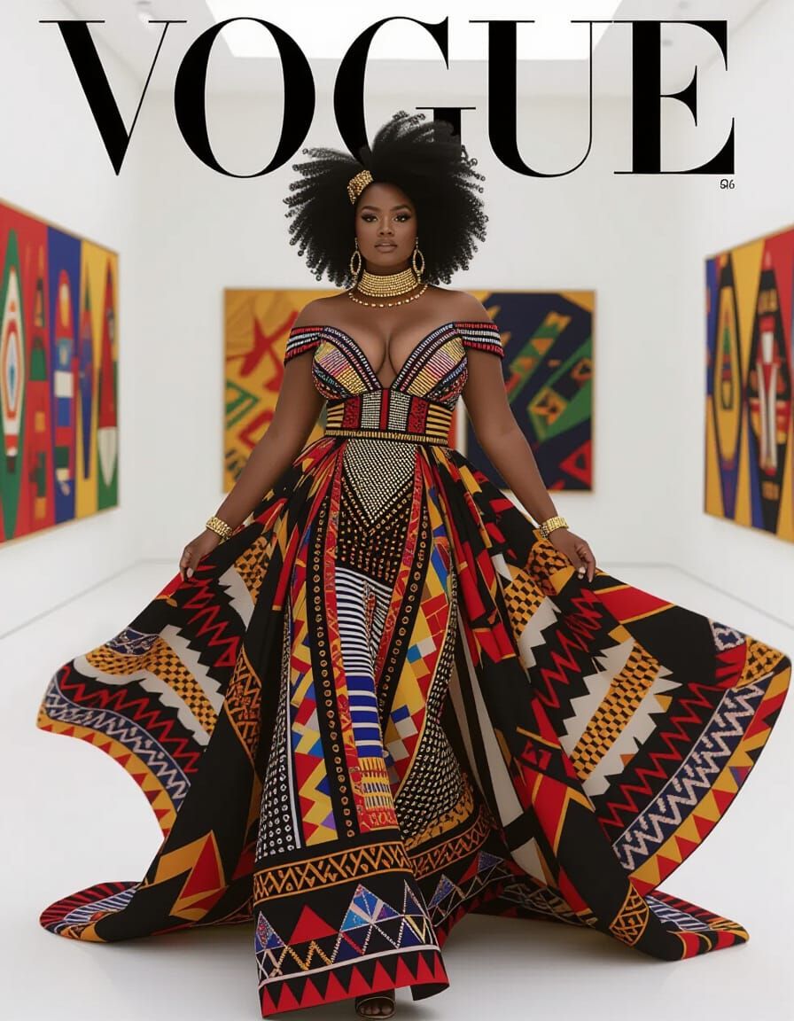 Plus-Size Black Woman on Vogue Cover, High-Fashion Editorial