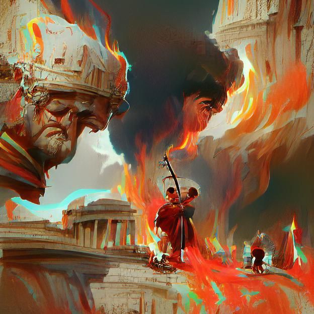 Symbolic Depiction of Fiddling While Rome Burns
