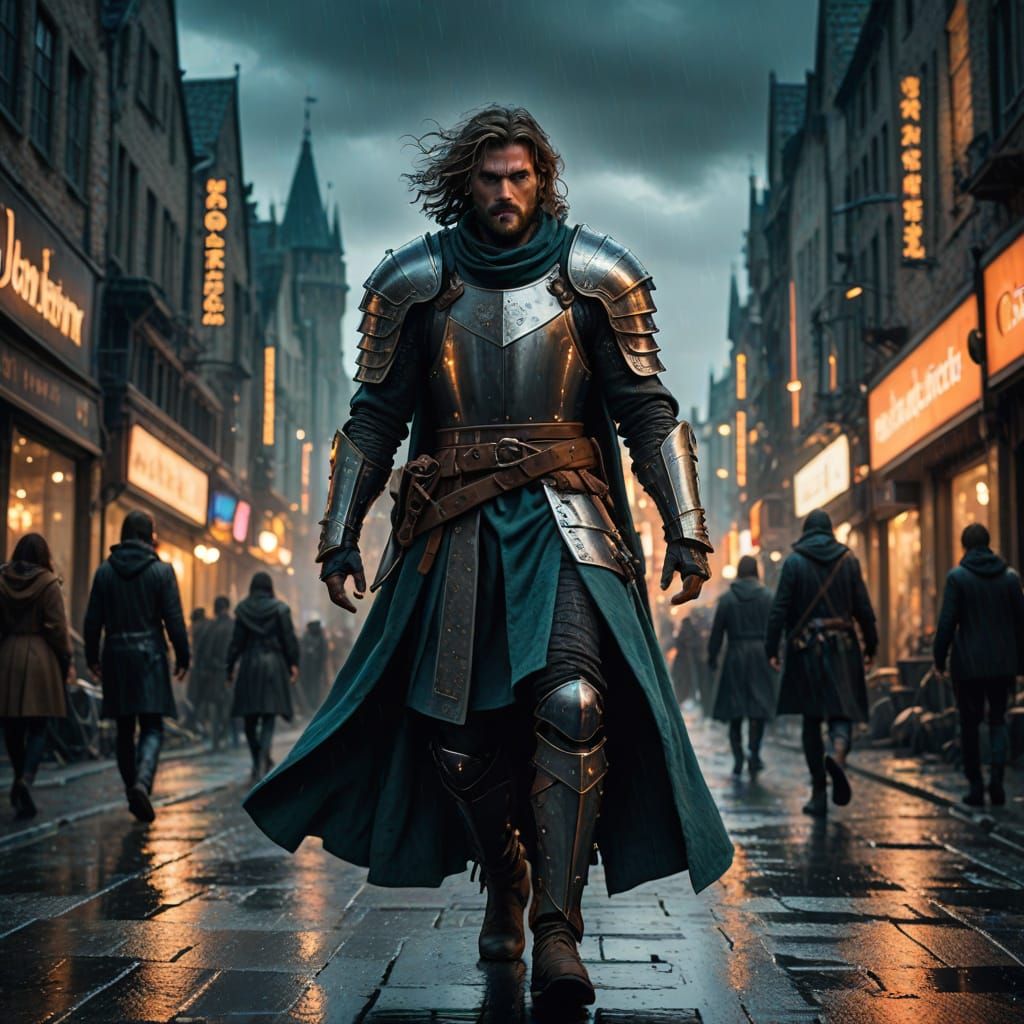 Person Crossing Time in Cinematic Science Fiction Scene