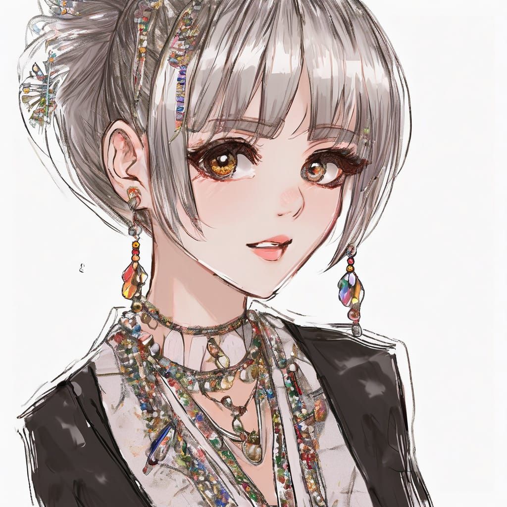 Abstract Anime Portrait with Jelly Eyes