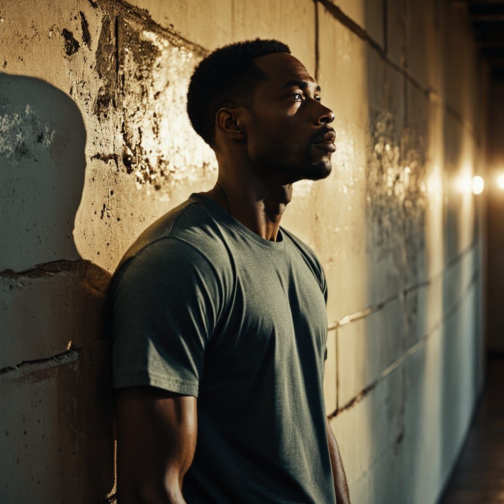 African American Man in Film Noir Style