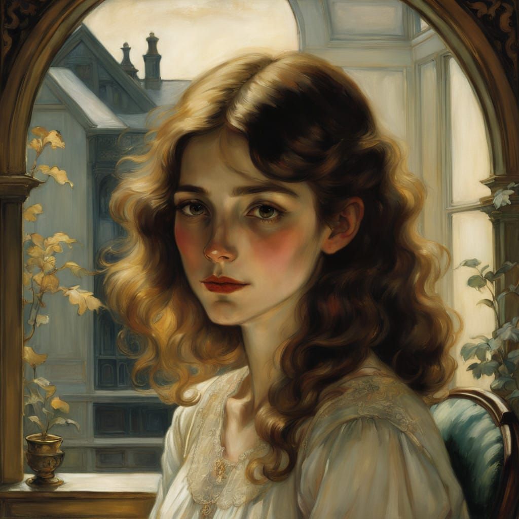 Enigmatic Lady in Golden Light