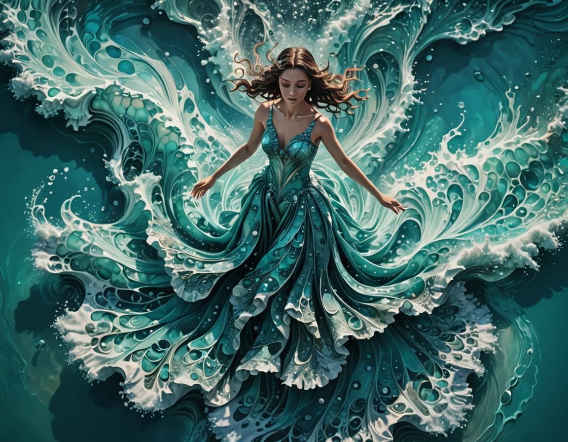 Woman Born from the Sea: Surreal Digital Art