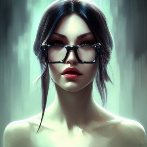 Glassy Portrait in Art Nouveau Style