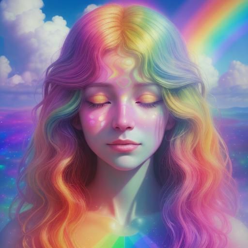 Psychedelic Rainbow Dreamscape: An Optical Illusion of Love