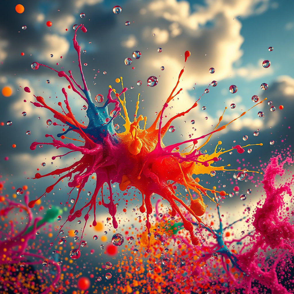 Paint Water Pistol Fight in Hyperrealistic Style