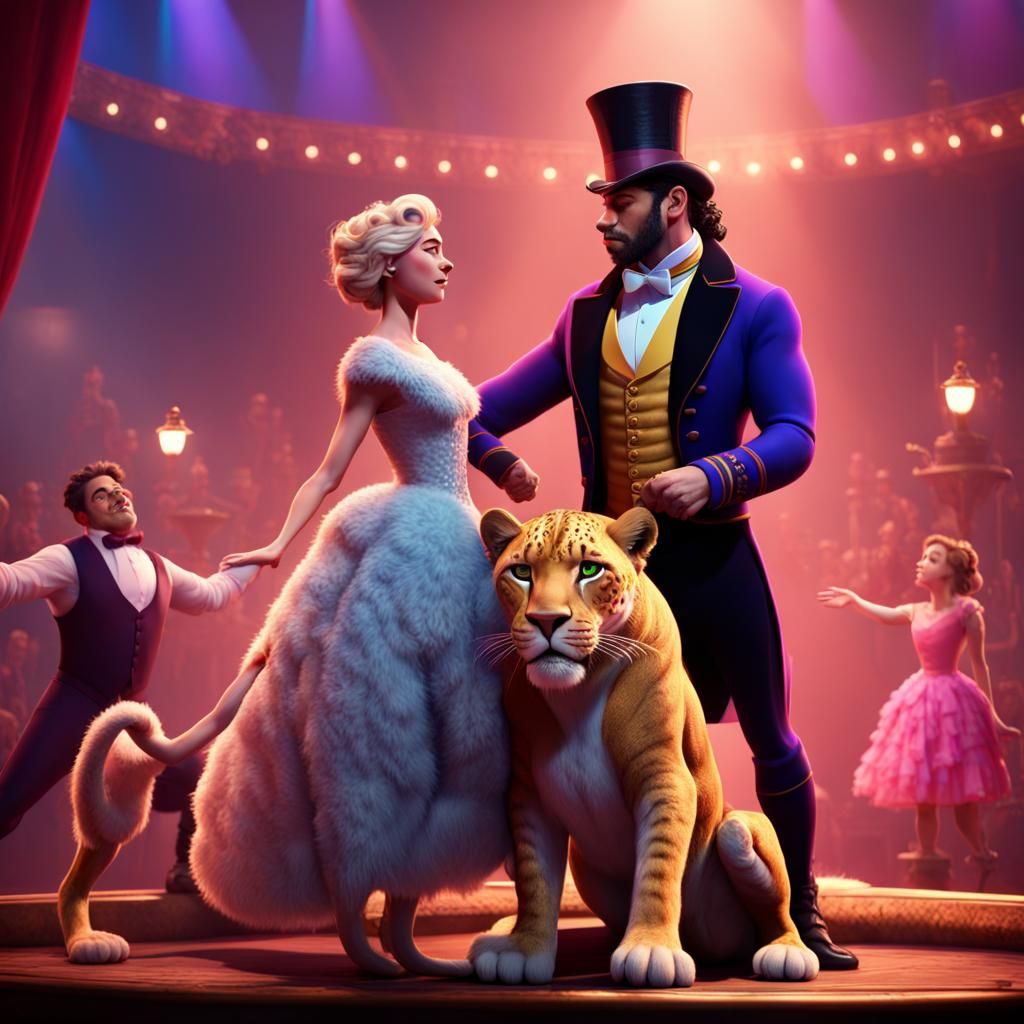 Alex and Gia in Greatest Showman: 3D Digital Art