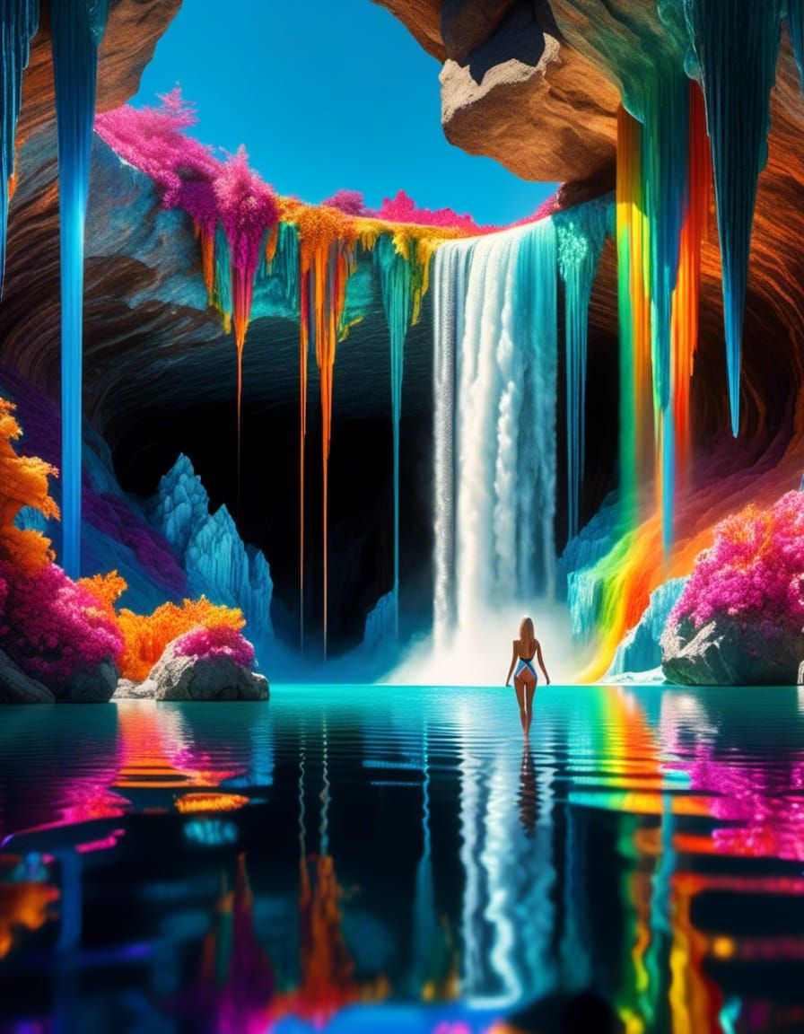 She'd heard about this place, rainbow cave with it's crystal beauty. Julie was still dumbstruck