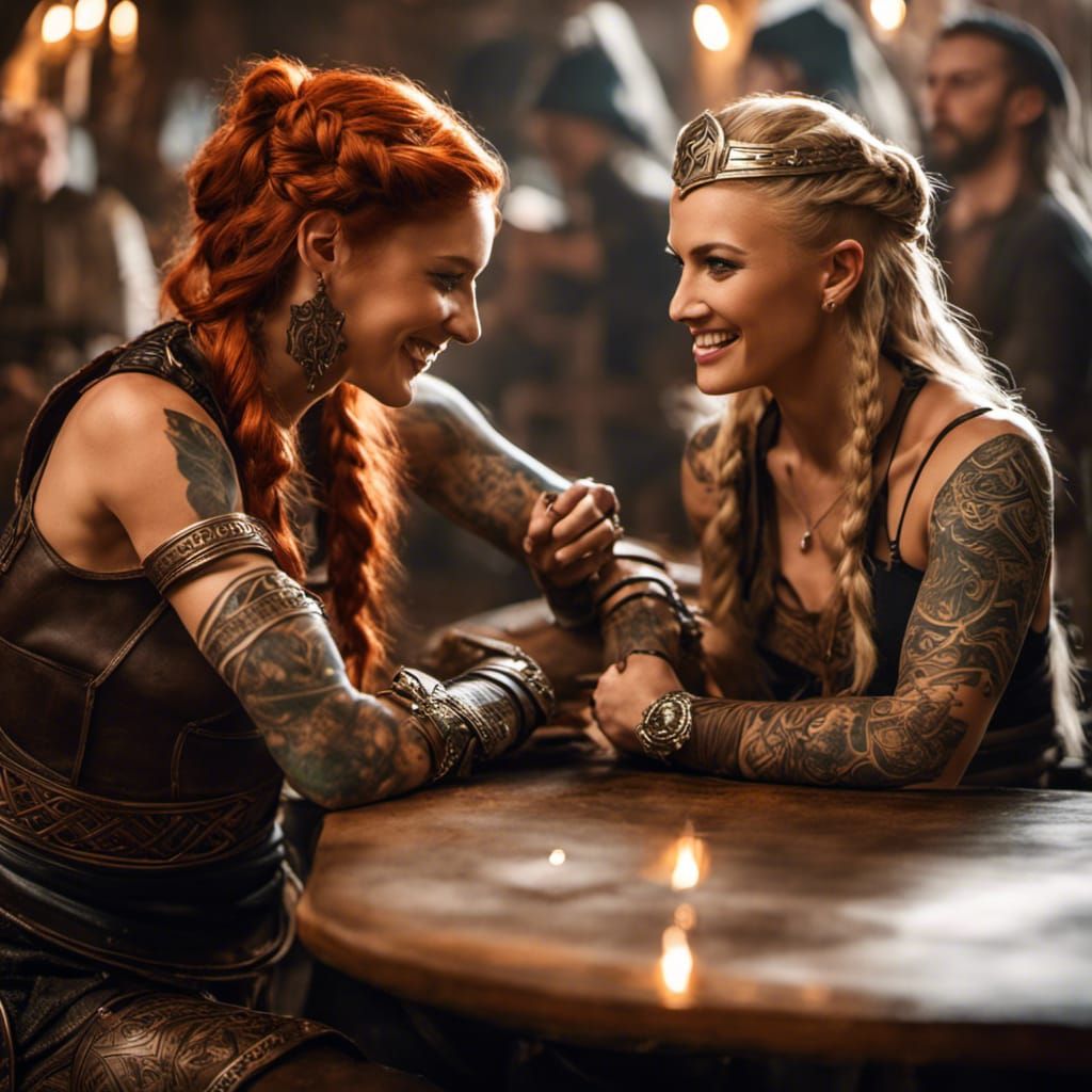 2 female wariors bonding